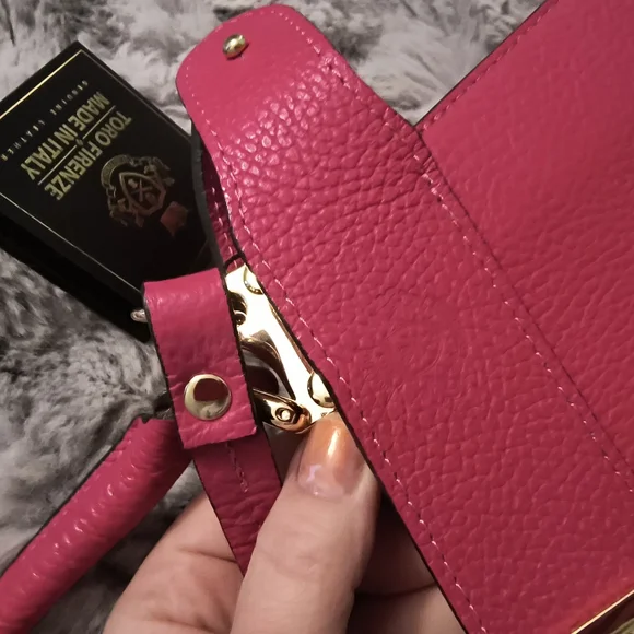 Toro Firenze Italian Genuine Leather Pink Bag - Picture 9 of 16